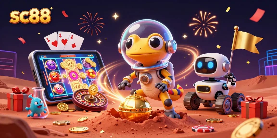 Experience the thrilling sc88 golden casino discovery with Martian gecko and alien celebration!