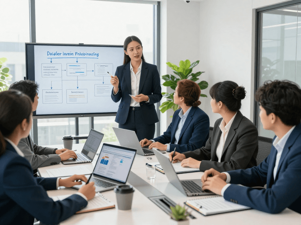Branchenlösungen – Übersicht zu Datenschutz und digitaler Barrierefreiheit in einem modernen Büro.