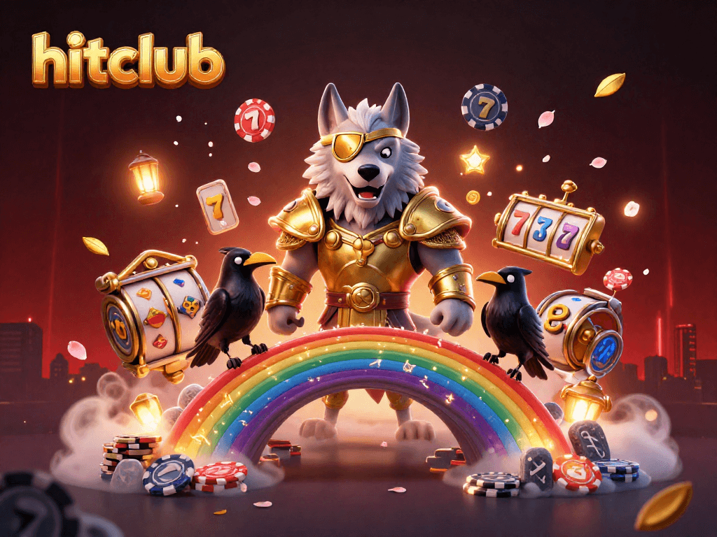 Engage with hitclub for rich slots gameplay featuring Odin and ravens amidst colorful 3D elements.