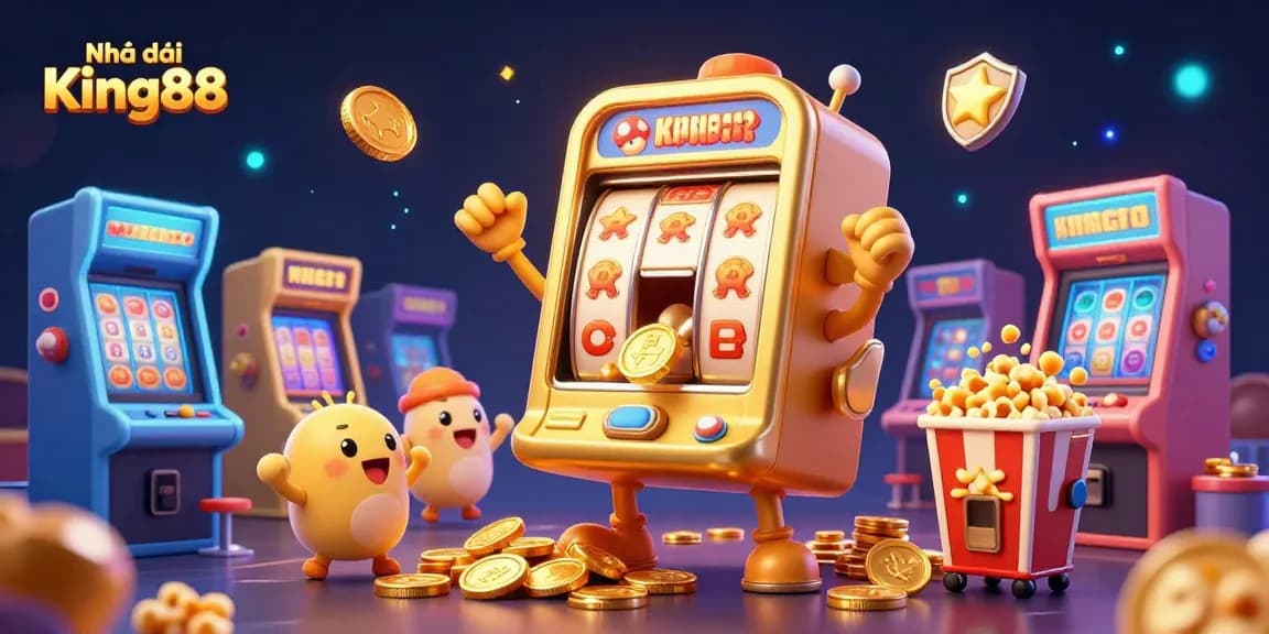 Experience thrilling jackpots with Nhà cái King88 in this vibrant casino-themed illustration.