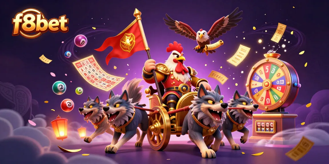 Spin and win at f8bet with vibrant lottery elements and a dynamic scene of victory!