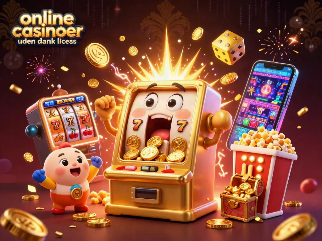 Experience thrilling moments with online casinoer uden dansk licens as a golden slot machine hits a jackpot!