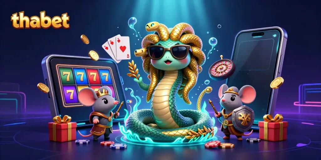 Experience thrilling gameplay at thabet with a lively casino atmosphere featuring charming characters and game elements.
