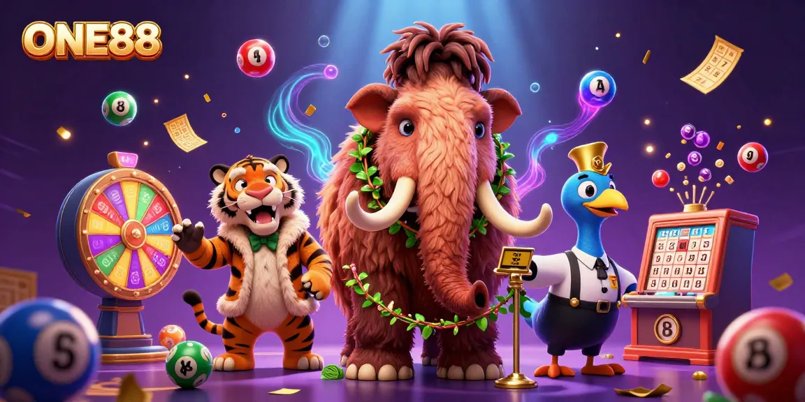 Engage with ONE88’s vibrant casino scene featuring a woolly mammoth bouncer and a saber-tooth tiger VIP.