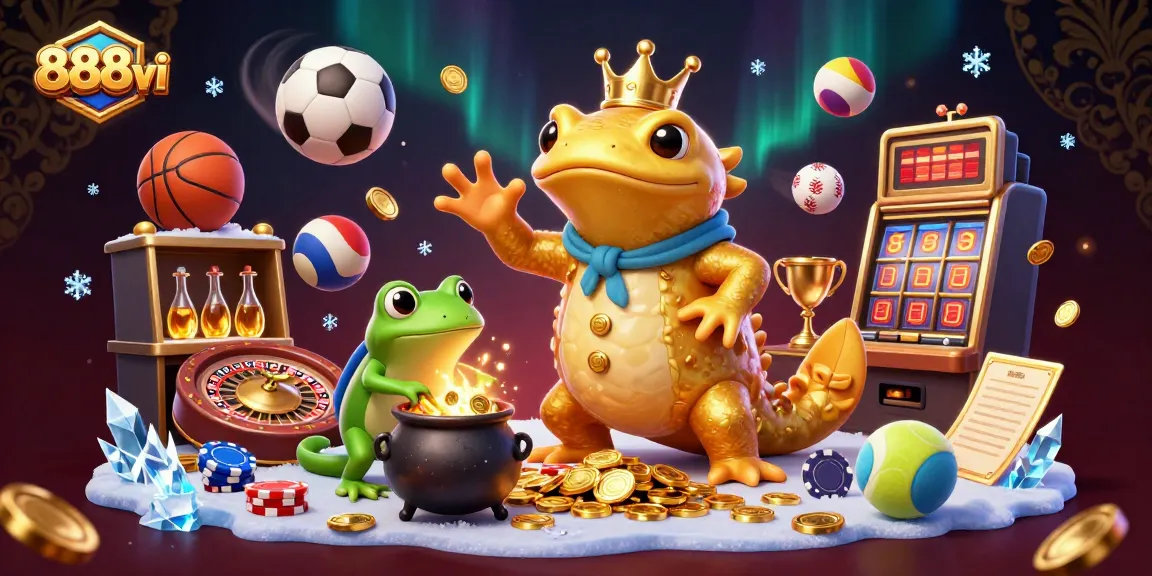 Experience the thrill of 888vi gambling with golden winnings in a vibrant casino scene.