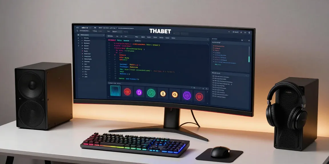 nhà cái THABET software development workspace with advanced coding, digital platform, and innovative AI technology.