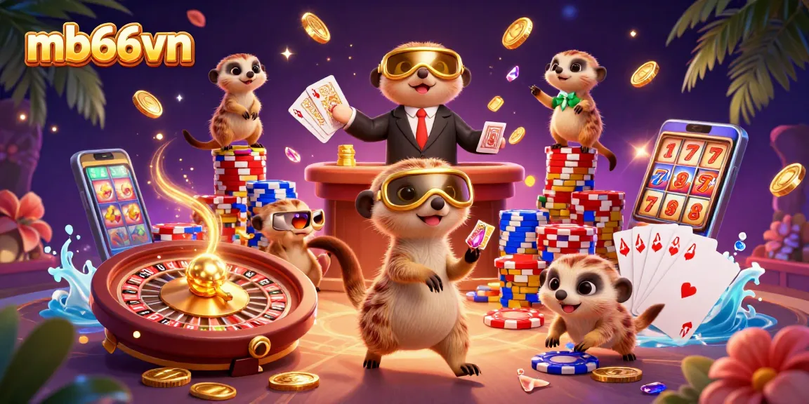 Experience thrilling gameplay at mb66vn as meerkats run a vibrant casino with dynamic action.