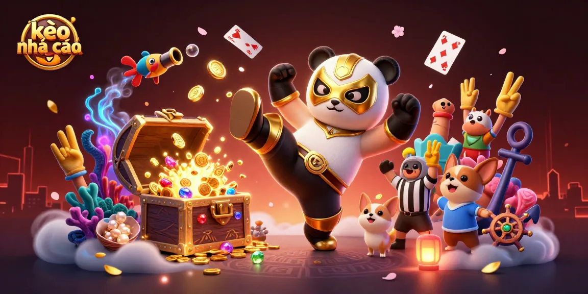 kèo nhà cái scene featuring a panda wrestler and referee chihuahua amidst casino elements and lively spectators