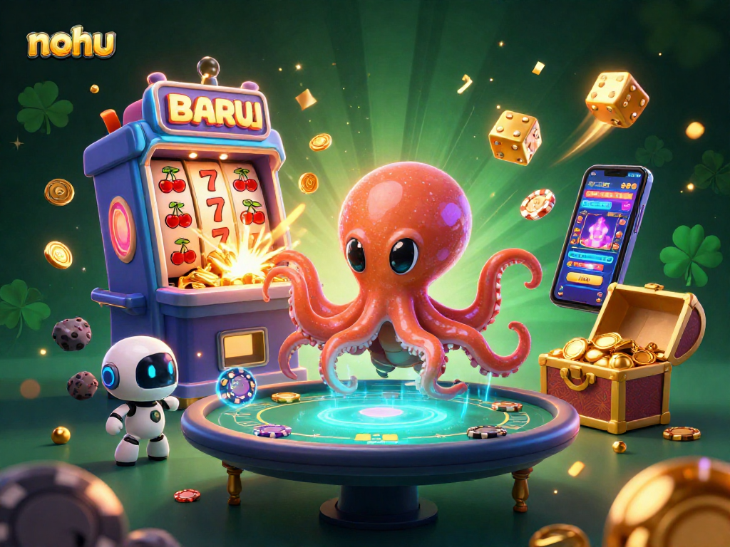 Experience thrilling nohu gameplay with an alien octopus and casino-themed elements in a galactic scene.