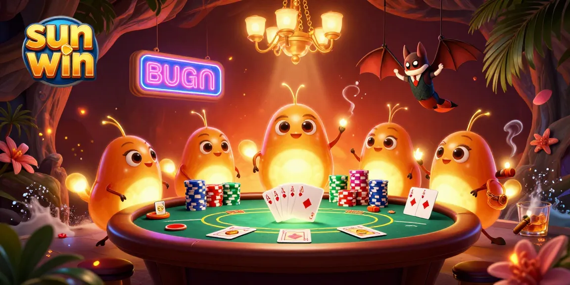 Experience the thrilling world of sun win with vibrant glowworms lighting up a lively casino scene.