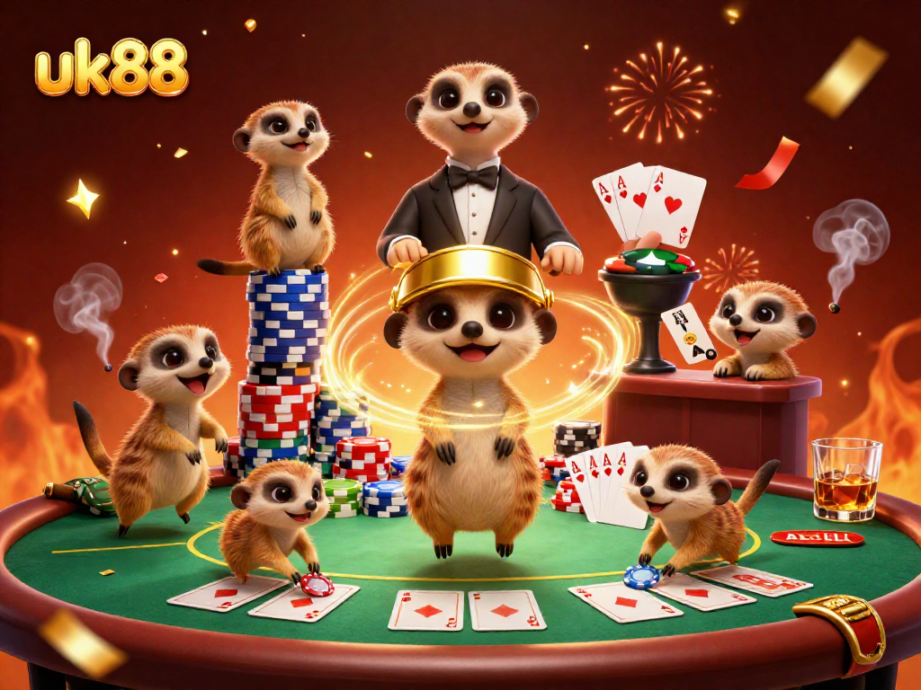 Engage with uk88's vibrant casino scene featuring meerkats running games and sneaking chips.