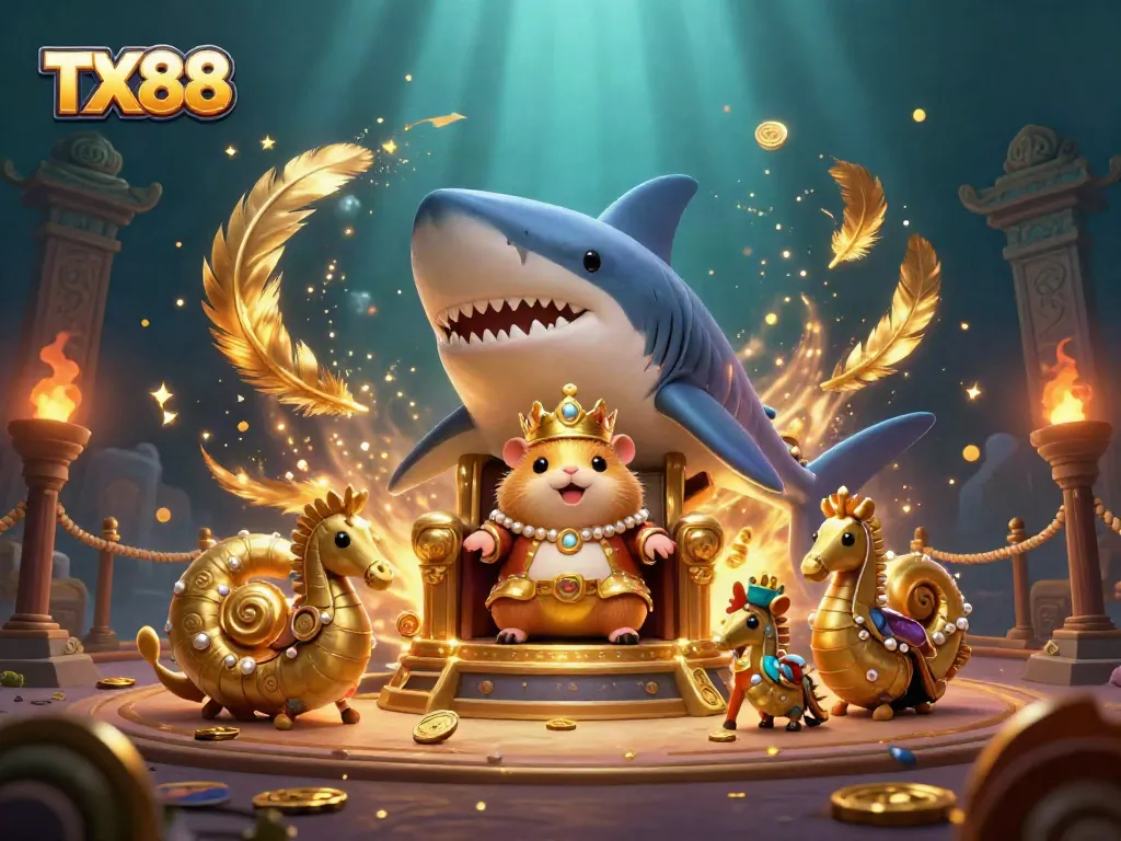 Engage in thrilling gameplay at TX88 with a spectacular casino-themed underwater scene.