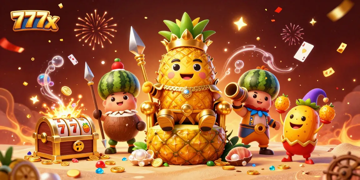 Experience the excitement of 777x with a vibrant casino scene featuring cartoon characters.