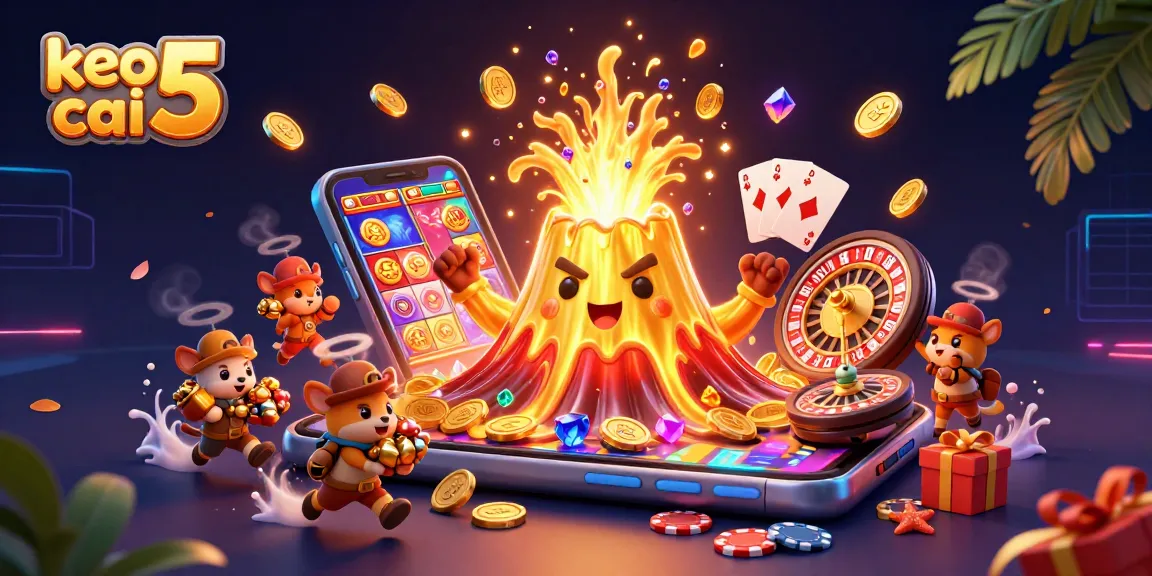 Experience rich gaming excitement with keo nha cai 5 featuring a treasure-filled volcano erupting riches
