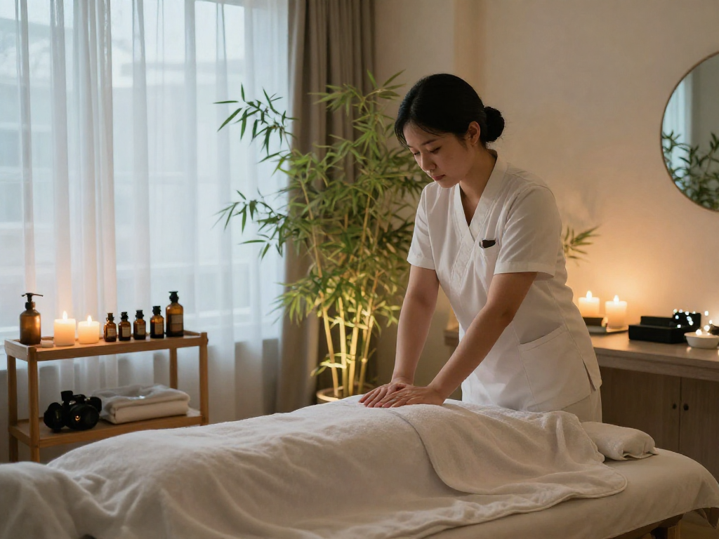 Relaxation massage therapy session demonstrating 서울출장안마 in a serene spa setting