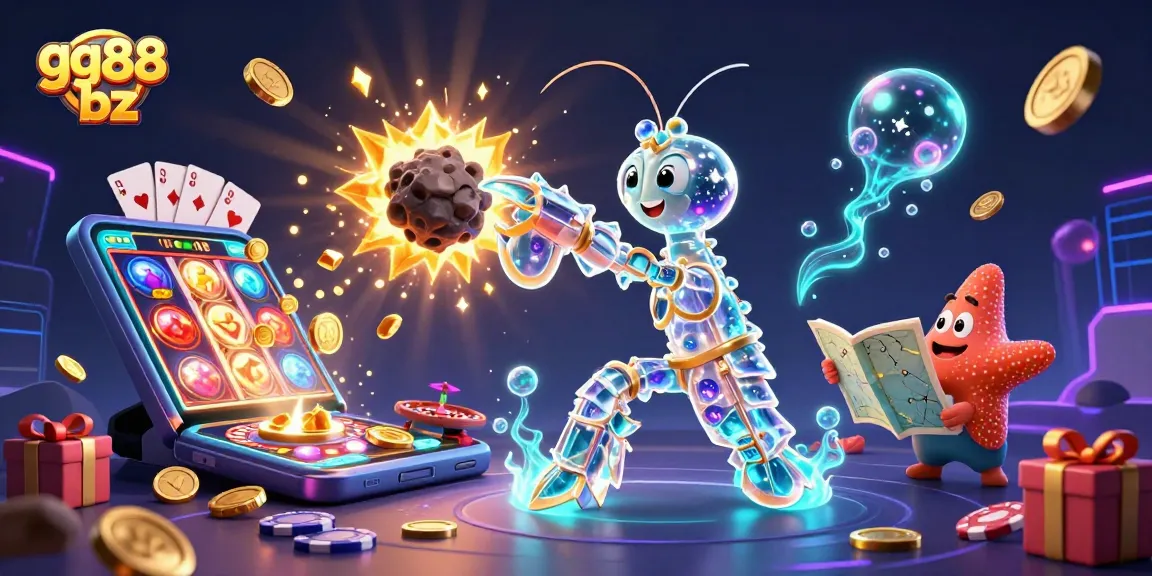 Win big at gg88 bz with an exciting 3D illustration showcasing vibrant casino elements and engaging characters.