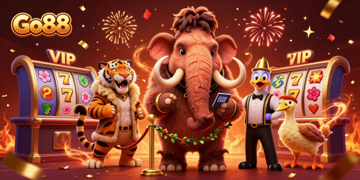 Experience the thrill of Go88 with a vibrant 3D casino scene featuring unique characters and game elements.