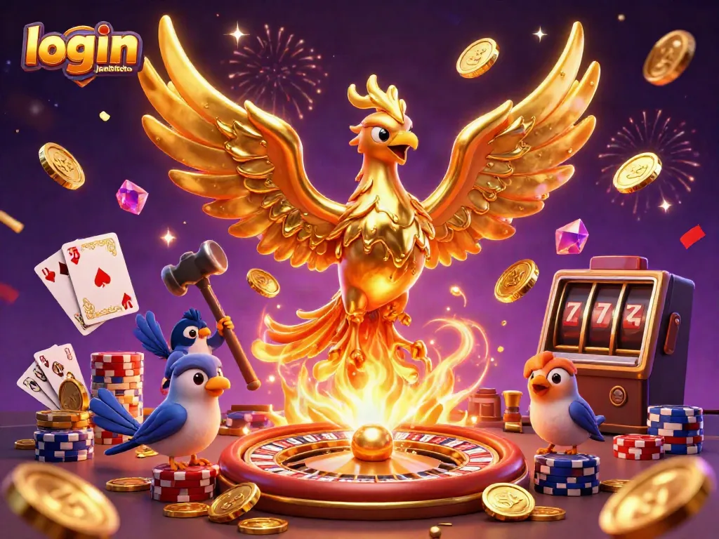 Experience excitement and winnings through login jambitoto in this vibrant casino-themed illustration.