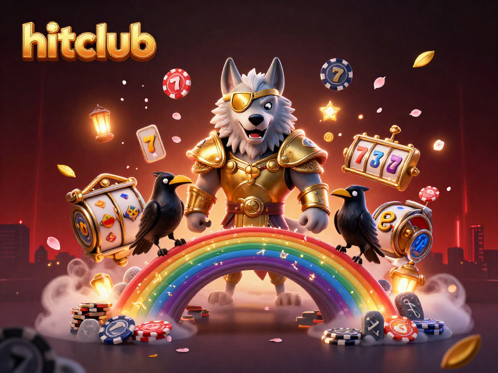 Engage with hitclub for rich slots gameplay featuring Odin and ravens amidst colorful 3D elements.
