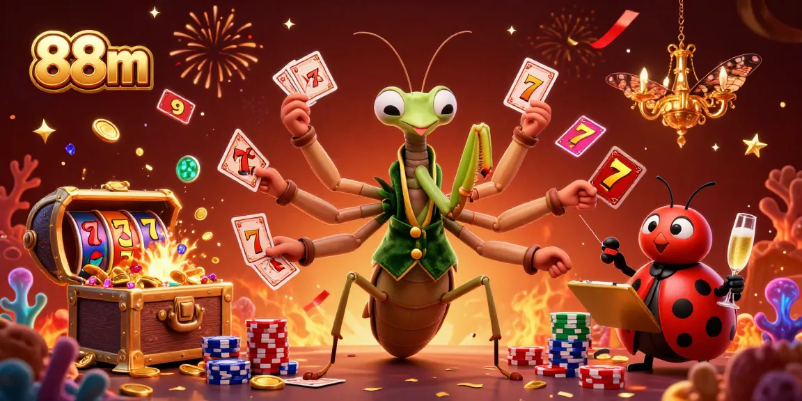 Experience thrilling slot games at 88m with dynamic card actions and vibrant casino visuals.