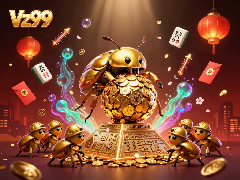 Experience thrilling gameplay with Vz99 in a vibrant casino-themed illustration of fortune and excitement.