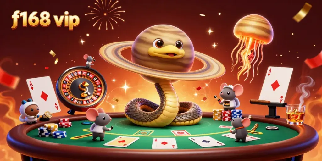 Engage in thrilling bets at f168 vip with playful characters, dynamic casino elements, and vibrant visuals.