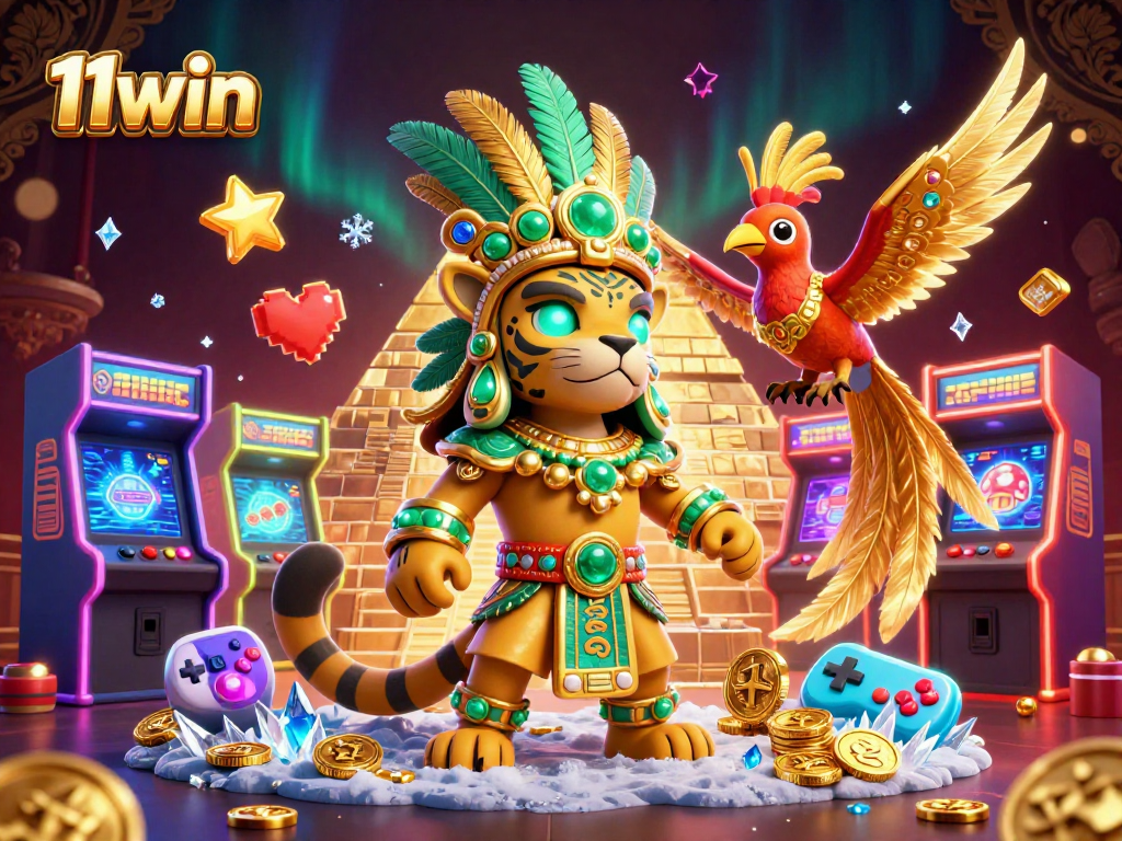 Engage in thrilling gaming action at 11win with vibrant casino elements and characters in 3D.