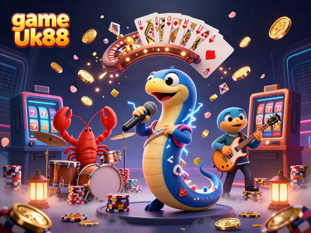 Experience thrilling moments with game Uk88 as an electric eel DJ energizes an underwater casino stage.