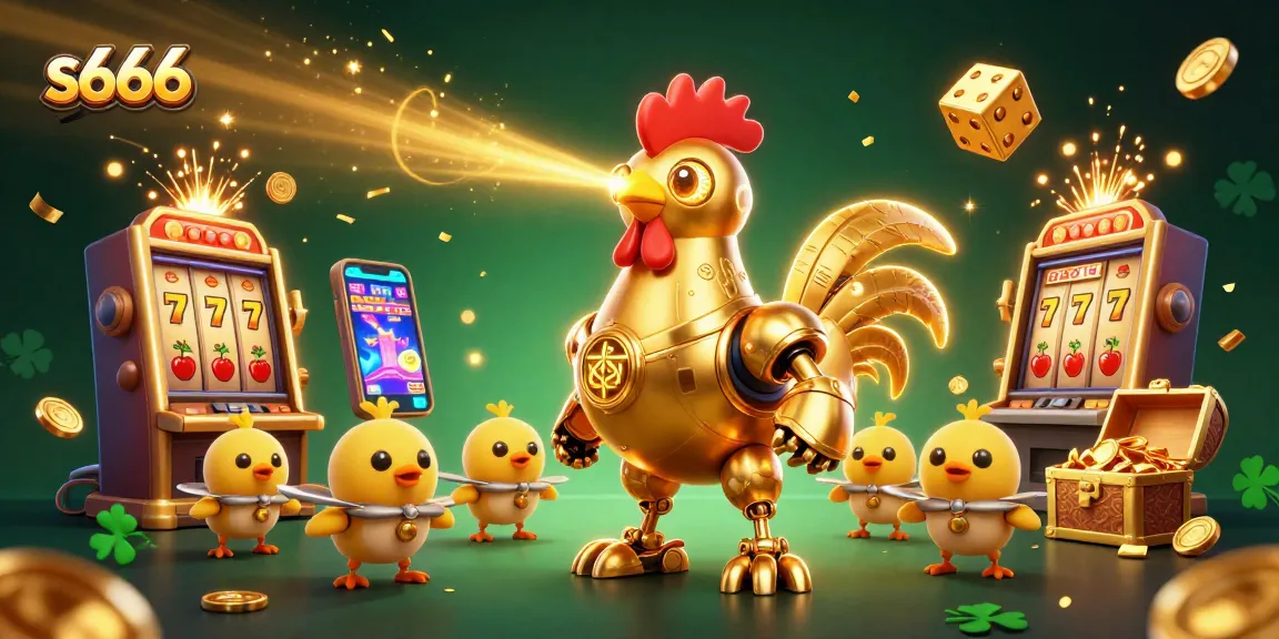 Experience thrilling wins with s666 through exciting 3D casino adventures featuring golden robots and slot machines.