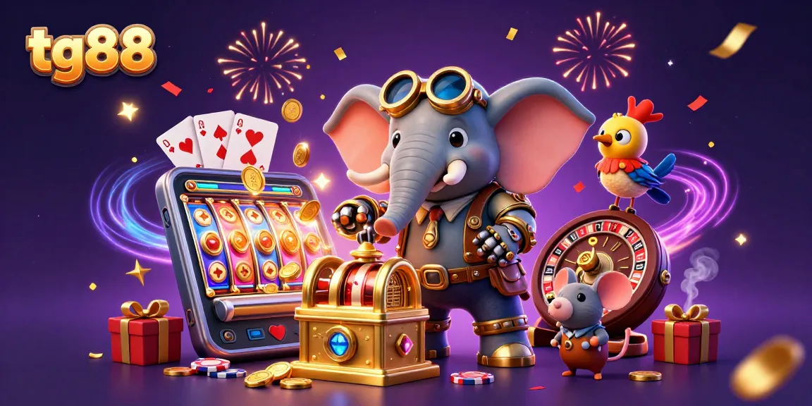 Experience thrilling gaming at tg88 with 3D characters and vibrant casino elements.