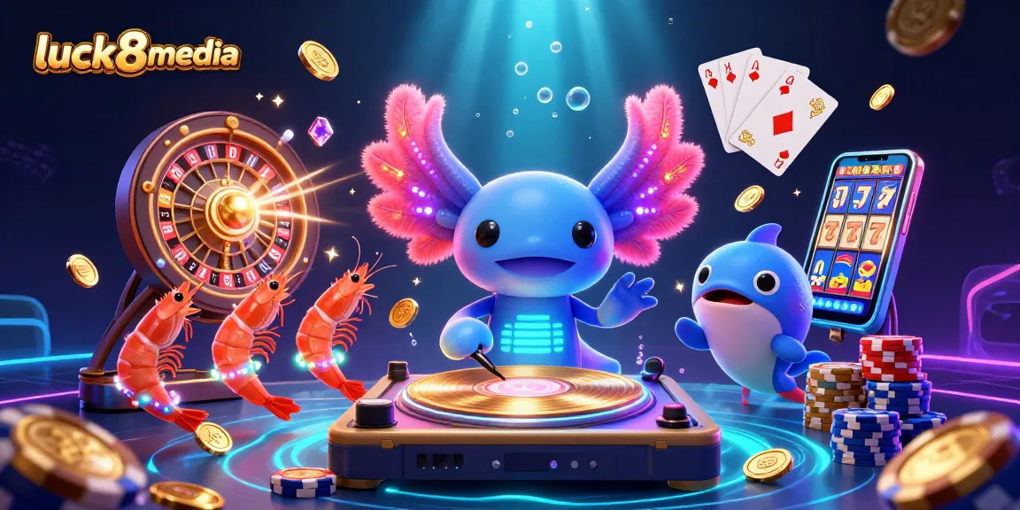 Engage with luck8media's vibrant casino world, featuring colorful characters and exciting game elements.