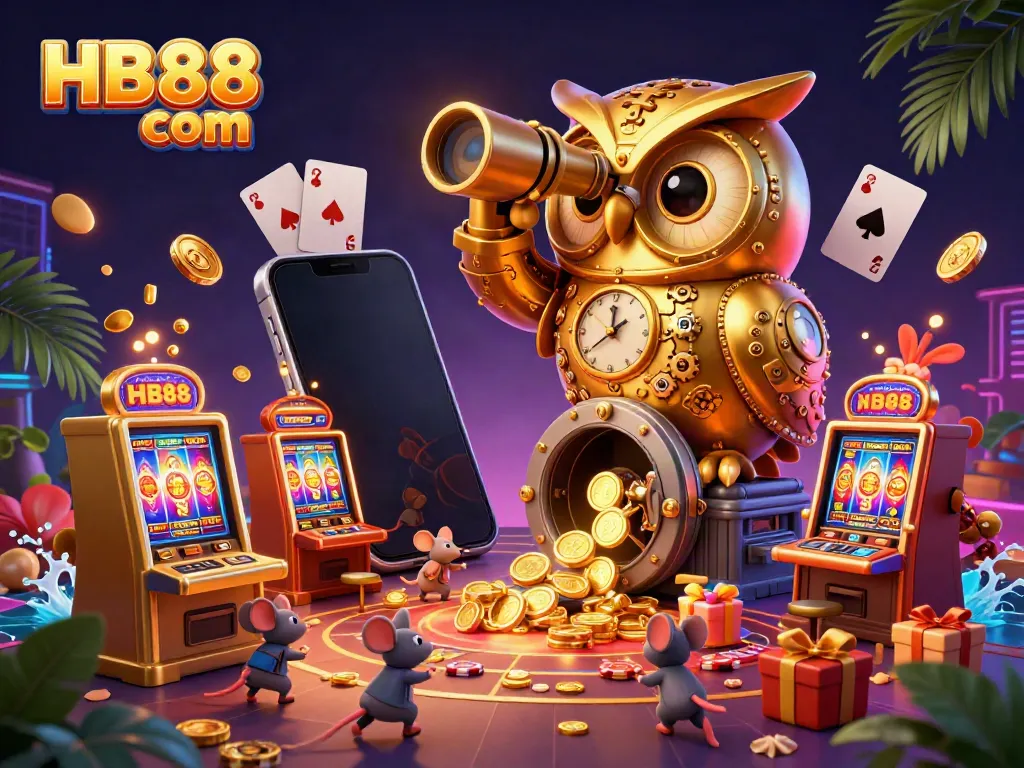 Engage with thrilling moments at HB88 com featuring a golden owl and vibrant casino elements.