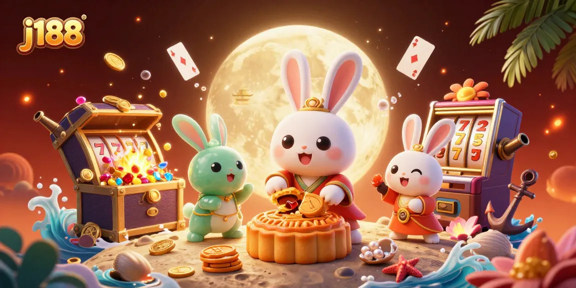 Engage with exciting j188 slot gameplay featuring moon rabbits and vibrant casino elements.