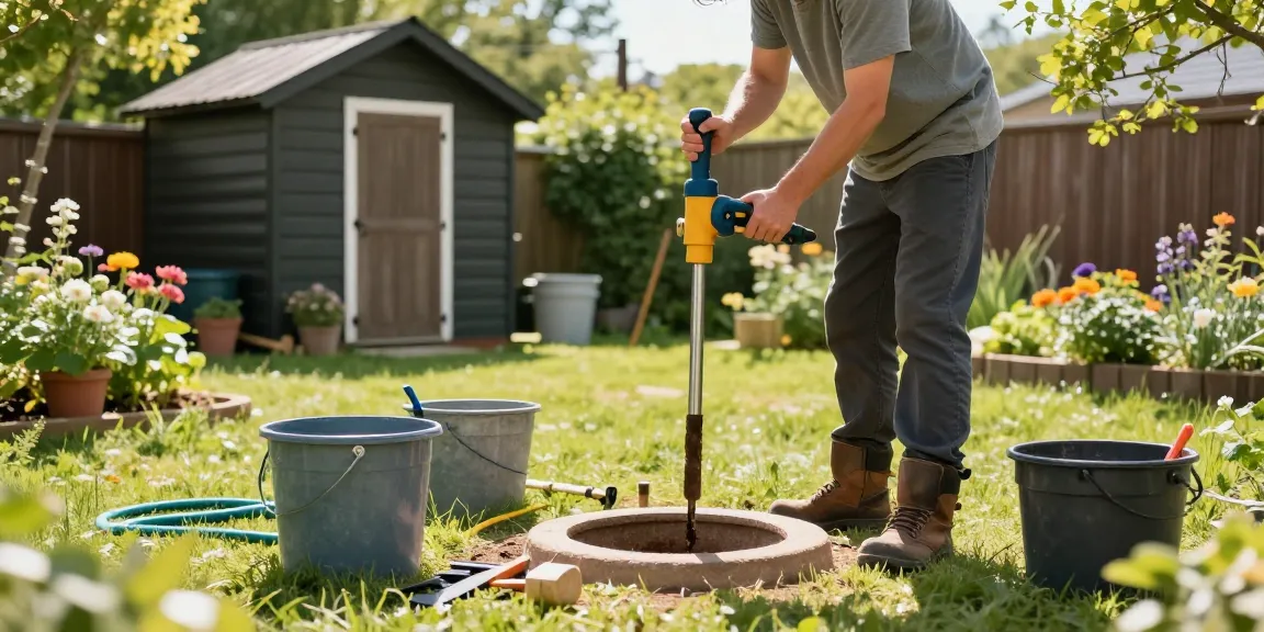 Brunnenbohrer im Einsatz für DIY Brunnenbau im Garten