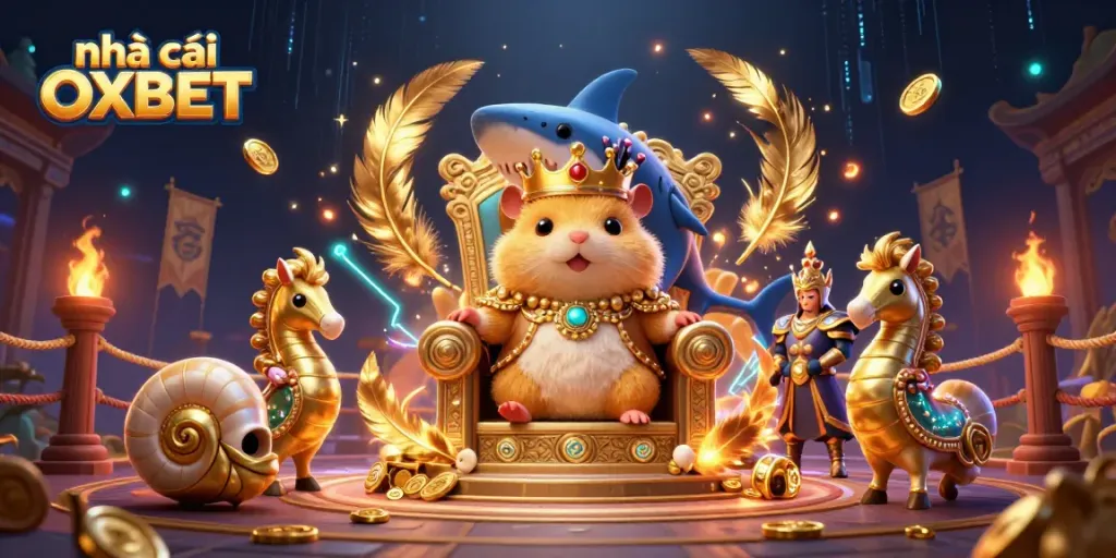Experience excitement at nhà cái OXBET with a fierce golden hamster king and treasure elements.