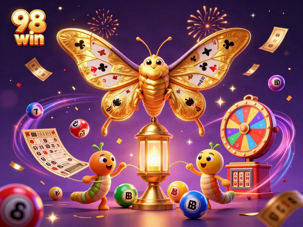 Experience the excitement of 98 win with vibrant casino scenes coming to life in this dynamic illustration.