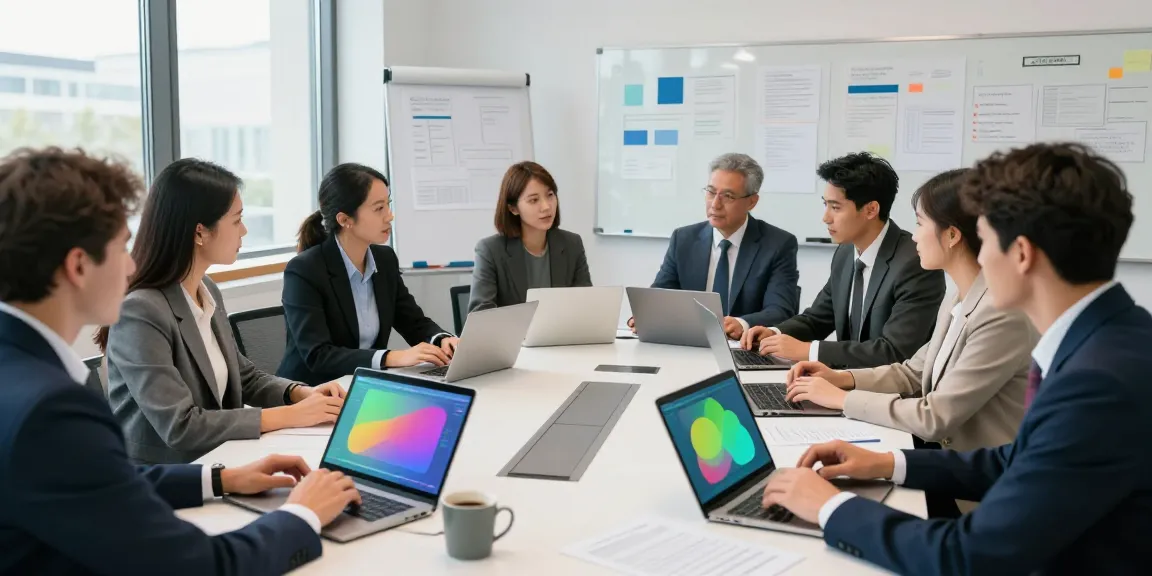 Professionelle Besprechung zur Firmenauflösung Wien in einem modernen Büro mit engagierten Teammitgliedern.
