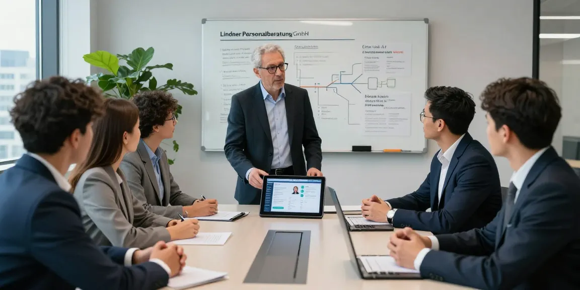 Lindner Personalberatung GmbH - Senior-Berater in Besprechung mit Führungskräften zur Executive Search.