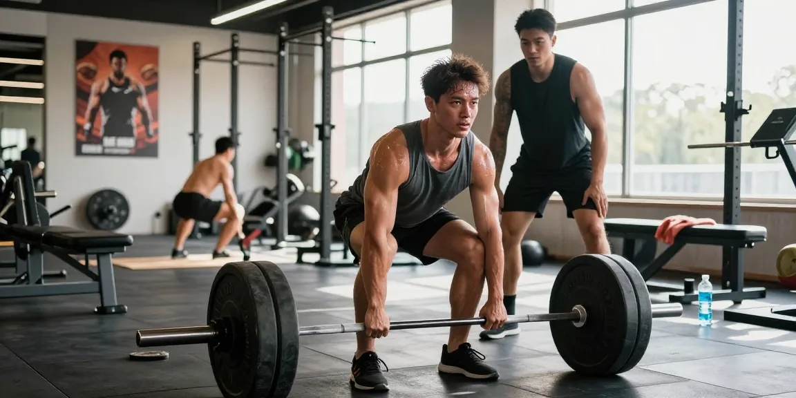 Anabolika Shop dynamic fitness scene with a dedicated bodybuilder performing deadlifts in a modern gym, showcasing strength and commitment.
