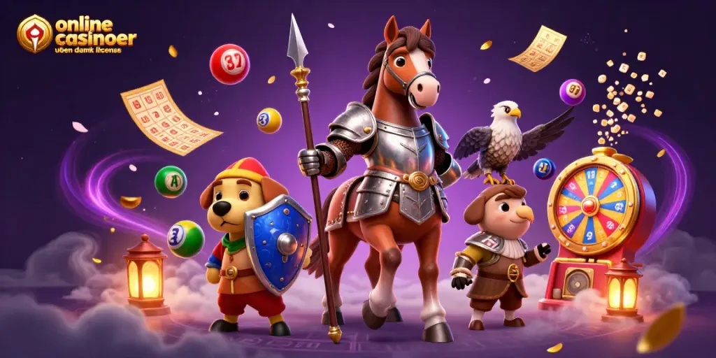 Engage with online casinoer uden dansk licens through a vibrant 3D gambling-themed illustration.