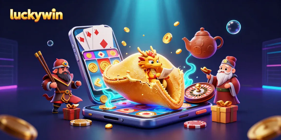 Engage with luckywin's vibrant casino world, featuring golden dragon and lively gaming elements.