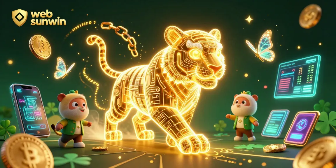 Experience thrilling fun with web sunwin's vibrant gaming scene showcasing a neon tiger in a digital casino.
