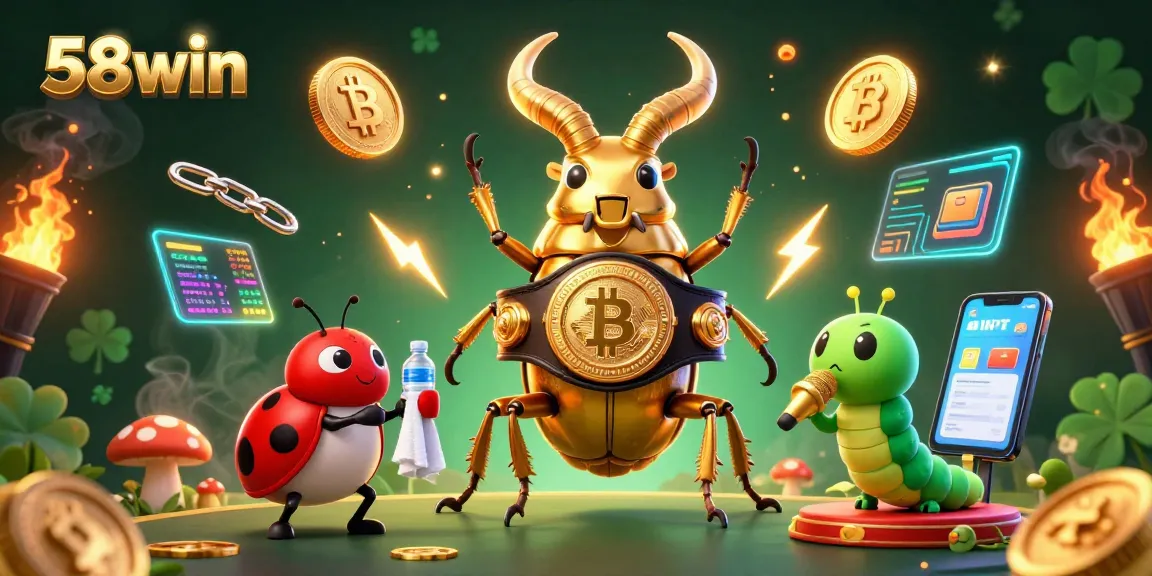 Experience winning at 58win with a charming scene showcasing vibrant casino elements and characters.