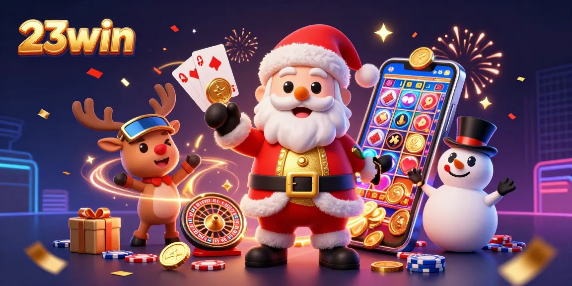Join the fun at 23win casino with Santa and friends showcasing exciting slot games!