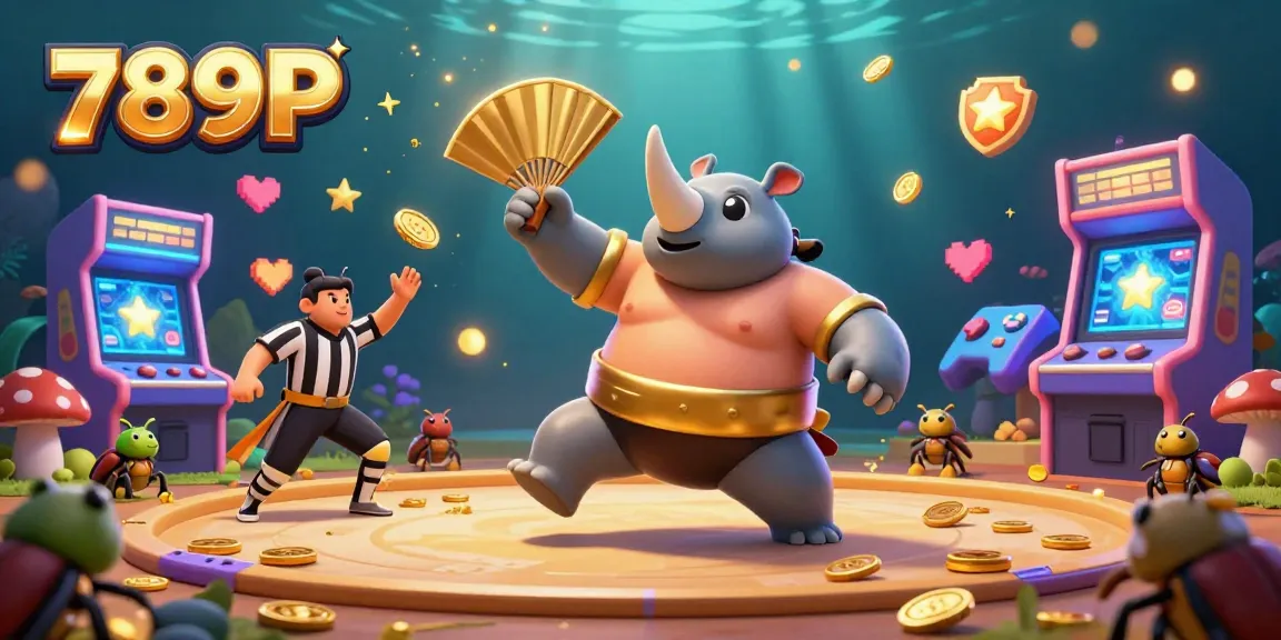 Experience thrilling gaming action with the dynamic 789P illustration featuring a beetle sumo champion.