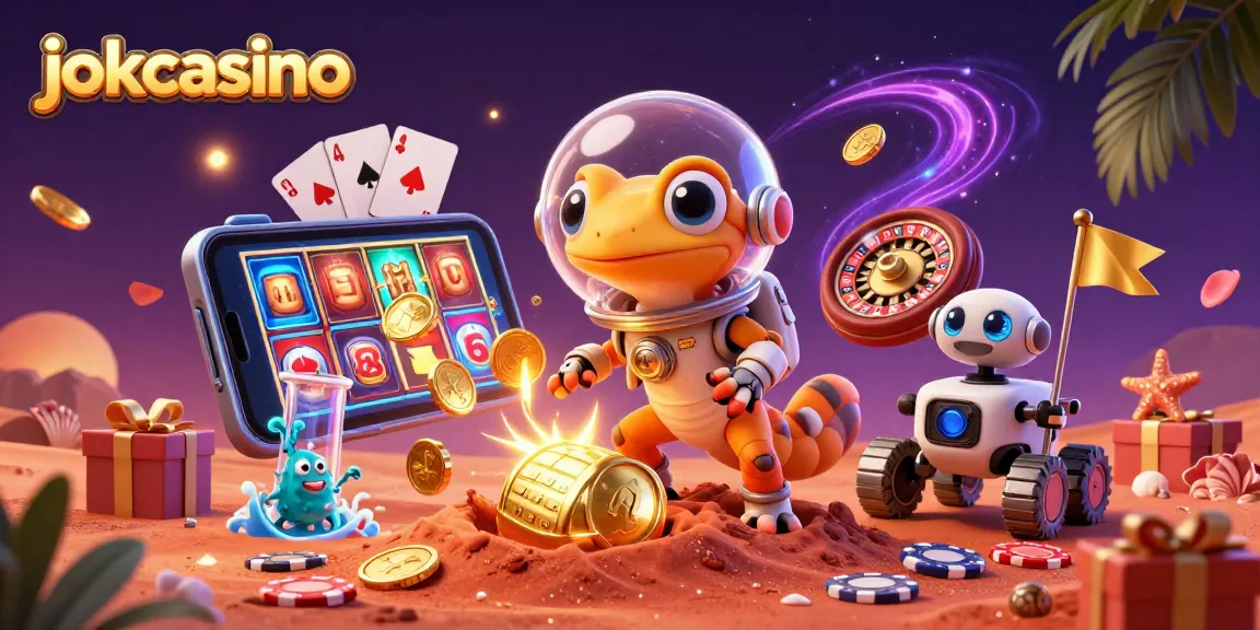Experience thrilling gambling adventures at jokacasino with Martian gecko discovering golden casinos