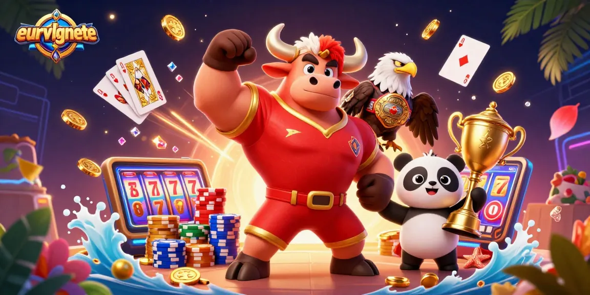 Feel the excitement of eurvlgnete with a cartoon bull and friends celebrating casino wins!