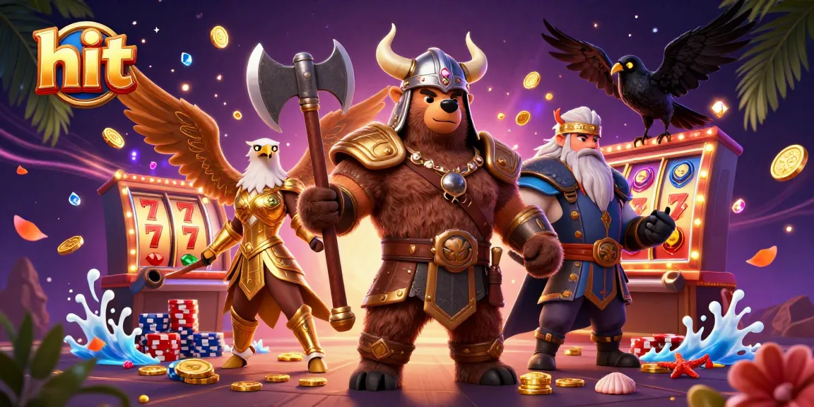 Experience thrilling wins at the casino with the hit Viking berserker and Valkyrie eagle amidst dazzling game elements.